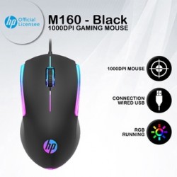 Chuột có dây HP M160, màu đen, led 7 colors, độ phân giải tối đa 1000dpi, 3 buttons