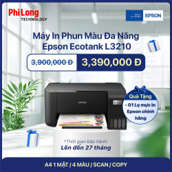 Máy In Phun Màu Đa Năng Epson L3210 ( A4 1 Mặt, Scan, Copy, Mực In Liên Tục)