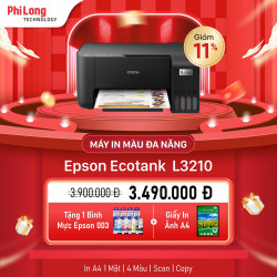 Máy In Phun Màu Đa Năng Epson L3210 ( A4 1 Mặt, Scan, Copy, Mực In Liên Tục)