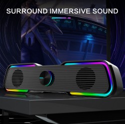 Loa vi tính dạng thanh dài 2.0 AULA N169B, công suất 6W, có led RGB, nguồn USB, kết nối jack 3.5mm