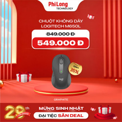 Chuột Không Dây Logitech Signature M650L Graphite (910-006247) (Logi Bolt + Bluetooth, 4000 DPI, Silent)