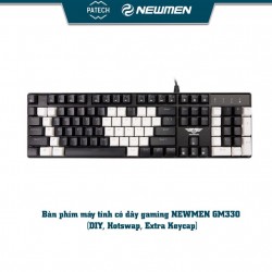 Bàn phím cơ NEWMEN GM330 blue switch, 104 phím, led rainbow, USB, tặng kèm bộ keycap màu trắng, bảo hành 24 tháng