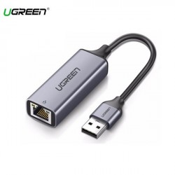 Cáp chuyển đổi USB-C to Lan 10/100/1000Mbps Ugreen 50737, vỏ nhôm màu xám, Hàng Chính Hãng