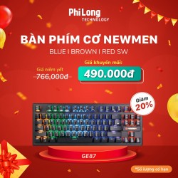 Bàn phím cơ NEWMEN GE87 RED SW, 87key, rainbow led xuyên, ABS Keycap