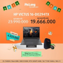 Laptop HP Victus 16-d0294TX (5Z9R5PA) (Core i5-11400H, Ram 8GB, SSD 512GB, RTX 3050Ti 4GB, Màn hình 16.1inch FHD 144Hz, Windows 11, Chính Hãng)