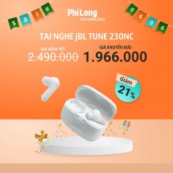 Tai Nghe Không Dây Chống Ồn JBL TUNE 230NC TWS WHITE (Bluetooth 5.2, Hộp Sạc 30h, Chống nước chuẩn IPX4, Chính Hãng)