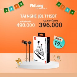 Tai Nghe Không Dây JBL T115BT Màu đen (Bluetooth, In-ear, Mic, Pin 120mAh, Quàng Cổ)
