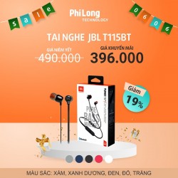 Tai Nghe Không Dây JBL T115BT Màu xám (Bluetooth, In-ear, Mic, Pin 120mAh, Quàng Cổ)