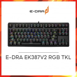 Bàn phím cơ chơi game E-DRA EK387L RGB, 87 phím, màu đen, Brown switch, led RGB