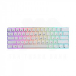 Bàn phím cơ không dây E-DRA EK361W v2 màu trắng, 61 phím, Edra Blue switch, led RGB, 2 chế độ có dây và không dây Bluetooth