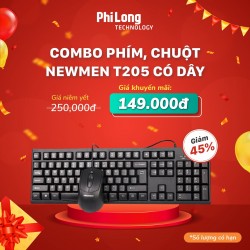 Bộ combo phím chuột văn phòng có dây NEWMEN T205, màu đen, kết nối USB