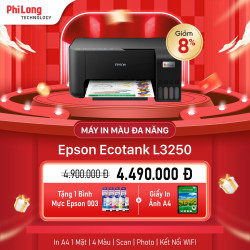 Máy In Phun Màu Đa Năng Epson L3250 (A4, 1 mặt, 4màu, Scan,Copy,Wifi, 24T)