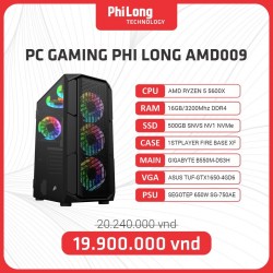 PC Gaming Phi Long AMD009 (Chip Ryzen 5-5600X, Main B550M-DS3H, Ram 16GB, SSD 500GB, VGA 1650 4GB, Nguồn 650W, Bàn phím AOC Gaming GK500)