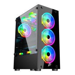 Vỏ case máy tính 1st Player Fire Dancing V2-A (ATX, 2 mặt kính cường lực, Sẵn 4 fan RGB)