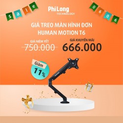 Giá Treo Màn Hình Đơn HUMAN MOTION T6 (Màu Đen, 17 - 27 inch, Trọng lượng màn 7kg)