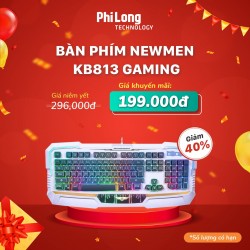 Bàn phím giả cơ Gaming NEWMEN KB813 màu trắng, kê tay rộng, gõ siêu êm, siêu bền