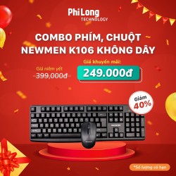 Bộ combo Phím và Chuột Không Dây Newmen K106 (Màu đen, Wireless 2.4G)