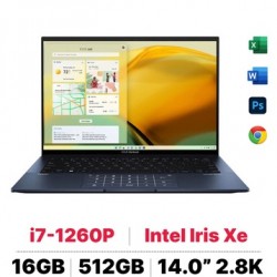 Laptop Asus ZenBook UX3402ZA-KM221W (Core i7-1260P, Ram 16GB, SSD 512GB, màn hình 14inch WQXGA OLED, Win 11, Xanh)