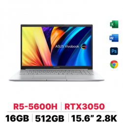 Laptop Asus Vivobook Pro15 M6500QC-MA002W (Ryzen 5-5600H, Ram 16GB, SSD 512GB , RTX 3050 4GB, màn hình 15.6-inch 2.8K OLED, Win 11 bản quyền, màu bạc)