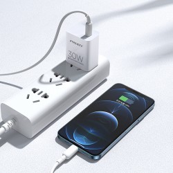 COMBO Củ Sạc 30W Cáp Sạc USB-C TO LIGHTNING PISEN PSS0107 WHITE (QC4.0/1M)