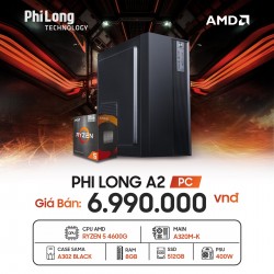Máy tính để bàn PHILONG OFFICE A2 (Ryzen 5 4600G, Ram 8GB, SSD 512GB, PSU 400W, Wifi, 3 years warranty)
