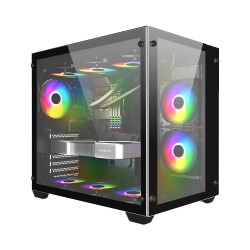 Case 1STPLAYER MegaView MV7 Black (2 mặt kính cường lực, Max 9 fan)