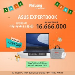 Laptop ASUS Expertbook B5402CEA-KC0031W (Intel Core i5, Ram 8GB, SSD 512GB,14 Full HD, Win 11 Home, vỏ nhôm siêu nhẹ) dòng sản phẩm bền bỉ dành cho Doanh nghiệp, Bảo hành 24 tháng