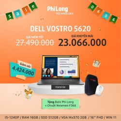Laptop Dell Vostro 5620 VWXVW (i5-1240P, Ram 16GB, SSD 512GB, MX570 2GB Màn hình 16 inch FHD, Win 11 Home, Xám, Chính Hãng)