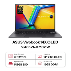Laptop ASUS Vivobook 14X OLED S3405VA-KM071W (Core i9-13900H, RAM 16GB, SSD 512GB, Màn Hình 14 inch 2.8K OLED, Intel Iris Xe, Windows 11, Màu Đen)