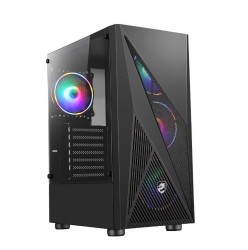 Vỏ Case VITRA Poseidon R12 Black (Mid Tower, 1 mặt kính cường lực, lắp sẵn 3 fan RGB)
