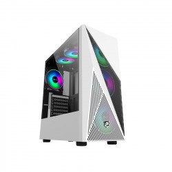 Vỏ Case VITRA Poseidon R12 White (Mid Tower, 1 mặt kính cường lực, lắp sẵn 3 quạt 12cm led RGB)