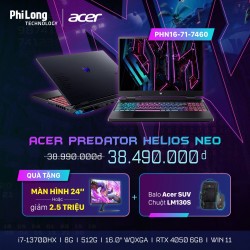 Laptop Acer Predator Helios Neo PHN16-71-7460 (Intel i7-13700HX, RAM 8GB, SSD 512GB, RTX 4050 6GB, Màn Hình 16inch QHD 165Hz 100% sRGB, Windows 11)