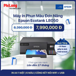 Máy In Phun Màu Đơn Năng EPSON EcoTank L8050 (In A4, 6 Màu, Cổng Kết Nối WIFI + USB)