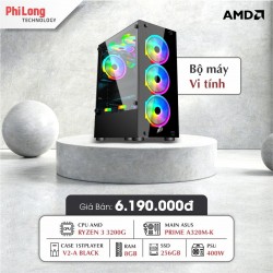 PC PHILONG AMDR3VP (CPU Ryzen 3 3200G, Mainboard A320M-K, RAM 8GB, SSD 256GB, PSU 400W, Case 1stPlayer V2-A)