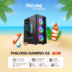 PC Phi Long Gaming G2 (i3 12100F, H610M, RAM 16GB, SSD 512GB, RX 6500 XT, PSU 550W)