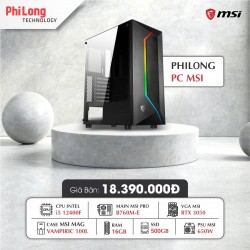 PC MSI GM3050 (i5 12400F, B760M-E, RAM 16GB, SSD 500GB, RTX 3050, PSU 650W)