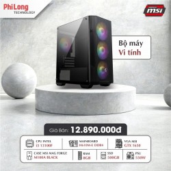 PC MSI GAMEi3F1650 (CPU i3 13100F, Mainboard H610M-E, RAM 8GB, SSD 500GB, VGA GTX 1650, PSU 550W, Case M100A)