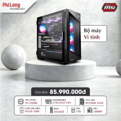 PC GAMING MSI4080 (CPU i9 13900K, Mainboard Z790 EDGE WIFI, RAM 32GB, SSD 1TB, VGA RTX 4080 16G, PSU 1000W, Case Velox 100R)