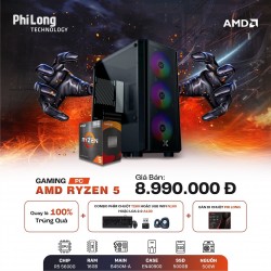 PC PHILONG AMDR5G (CPU Ryzen 5 5600G, Mainboard B450M-A II, RAM 16GB, SSD 500GB, PSU 500W, Case NYX Air 3F)
