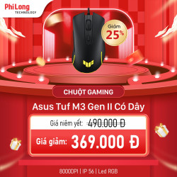Chuột Gaming Có Dây ASUS TUF M3 Gen II (8000 DPI, IP56, 59g siêu nhẹ, Aura RGB)