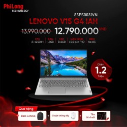 Laptop LENOVO V15 G4 IAH (83FS0031VN) (i5-12500H, Ram 16GB, SSD 512GB, 15.6FHD, No OS) Hàng chính hãng, bảo hành 12 tháng