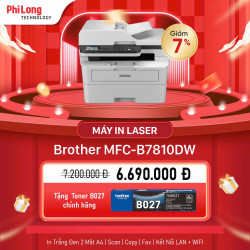 Máy In Laser Đen Trắng Đa Năng Brother MFC-B7810DW (In A4 Đảo Mặt, Scan ADF 1 Mặt, Copy, Fax, Cổng Kết Nối USB + LAN + WIFI)