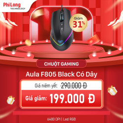 Chuột Gaming Có Dây AULA F805 Black (6400 DPI, LED RGB)