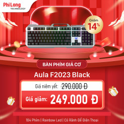 Bàn Phím Giả Cơ AULA F2023 (104 phím, Có rãnh để điện thoại, LED Rainbow)