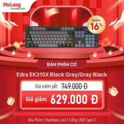 Bàn Phím Quang Cơ EDRA EK315X Black Gray Optical Switch (USB-C, ABS Keycap, Rainbows LED)