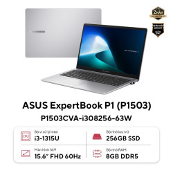 Laptop ASUS ExpertBook P1 P1503CVA-I308256-63W (Intel Core I3-1315U, Ram 8GB, SSD 256GB, Intel UHD Graphics, Màn Hình 15.6inch FHD, Windows 11, Màu Xám)