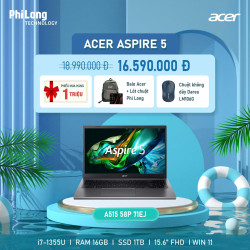 Laptop Acer Aspire 5 A515-58P-71EJ (Intel Core i7-1355U, Ram 16GB, SSD 1TB, Intel Iris Xe Graphics, Màn Hình 15.6inch FullHD, Windows 11)