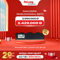 Ram Desktop DDR4 SSTC 16GB 3200MHz, Có tản nhiệt (U3200A-C22-16G-SS)