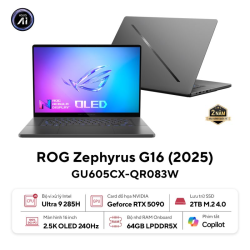 Laptop Asus Gaming ROG Zephyrus G16 GU605CX-QR083W (Intel Core Ultra 9 Processor 285H, RTX 5090 24GB, Màn Hình 16 inch 2.5K OLED, RAM 64GB, SSD 2TB, Windows 11, Màu Xám)
