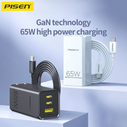Combo Củ Sạc + Cáp USB-C Pisen PRO GaN 65W 2C1A CC1200 TS-C137